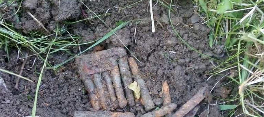 Muniție neexplodată descoperită în comuna Dămuc, sat Trei fântâni