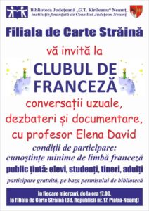 Afis Clublul de Franceza septembrie 2019
