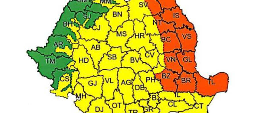 Avertizare meteo: vijelii, ploi torențiale și grindină