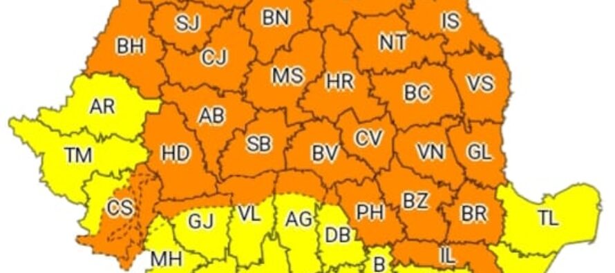 Cod PORTOCALIU de ploi și grindină până mâine