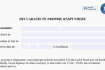 Începând de astăzi, declarația pe propria răspundere este necesară pentru deplasările în intervalul 23:00 – 5:00