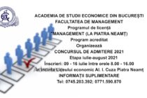 Înscrieri la programul de licență Management organizat de ASE București la Piatra Neamț