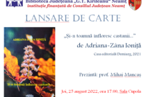 Lansare de carte semnată de Adriana Ioniță la Biblioteca Județeană