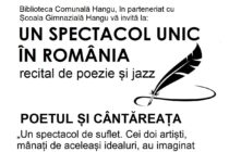 POETUL ȘI CÂNTĂREAȚA  – UN SPECTACOL UNIC ÎN ROMÂNIA –  recital de poezie și jazz, la Biblioteca Hangu