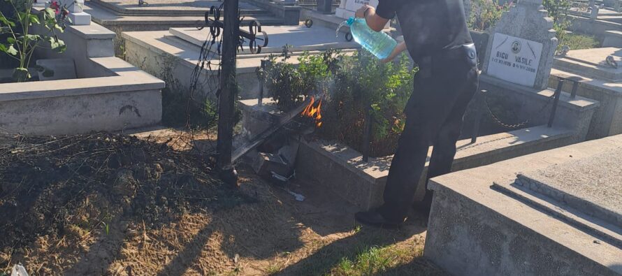 Un nou incendiu în Cimitirul Pietricica din Piatra Neamț!